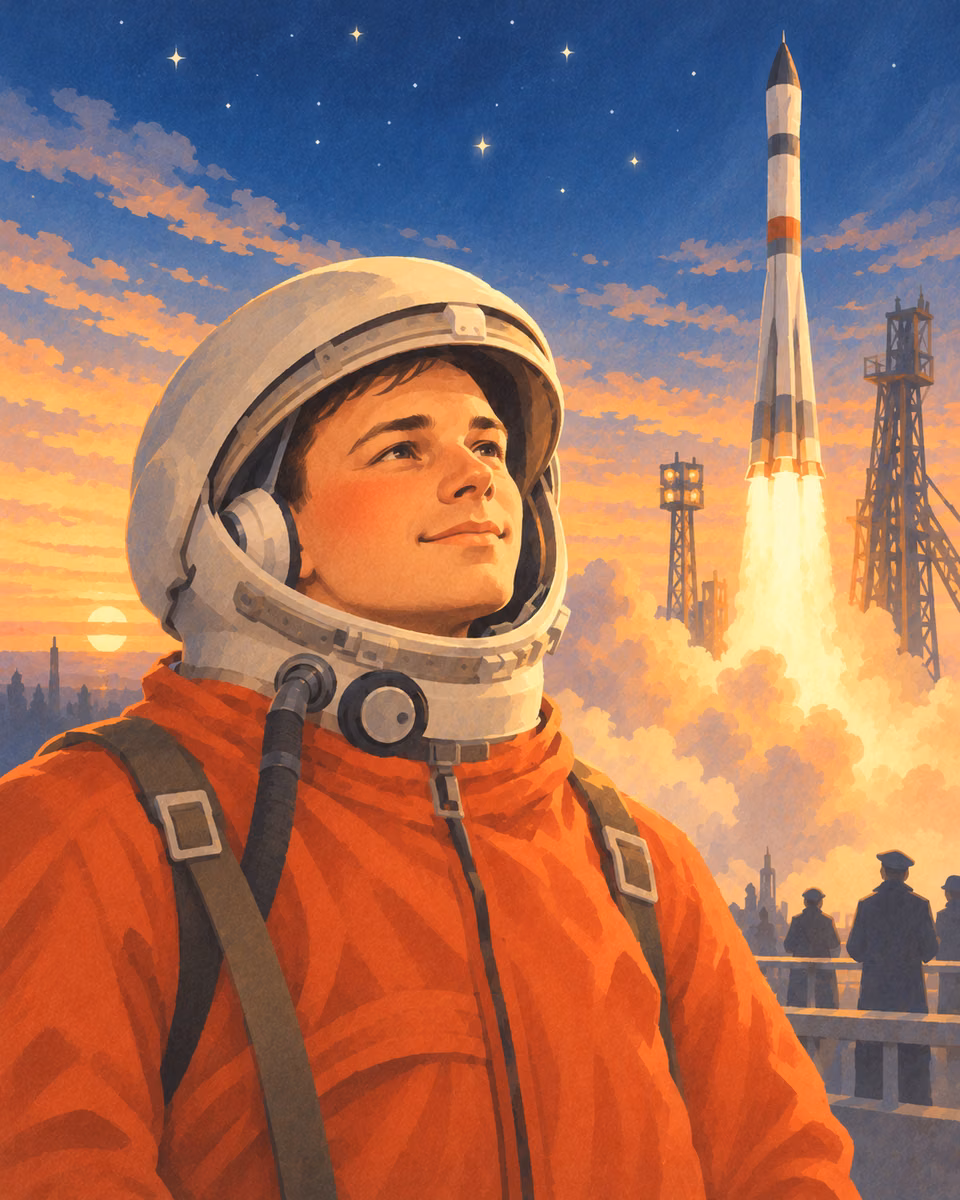 Illustration for Yuri Gagarin: The First Human Spaceflight